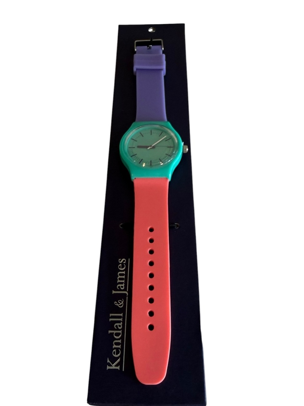 New Kendall & James Colorblock Silicone Watch #TA 31119–Needs Battery
